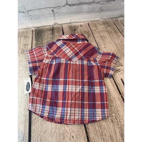 OLD NAVY Boy’s Plaid Short Sleeve Button Down Shirt / Size: 0-3 Months - Picture 5 of 5